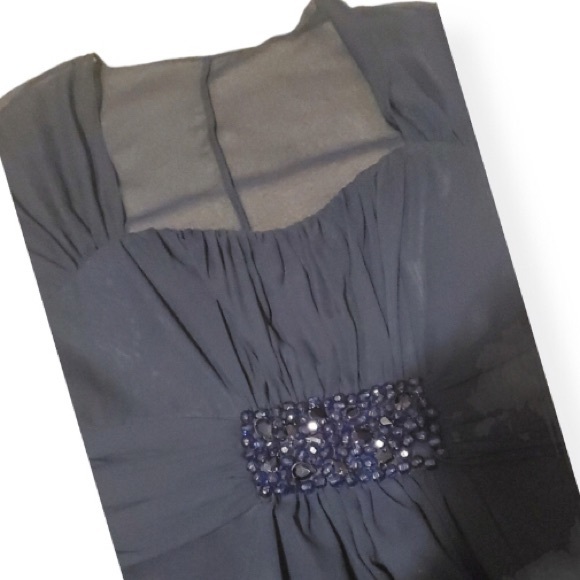 Evening Gown Navy Midi Sequins beads in front Dusk Collection by Sheila … - Picture 4 of 16